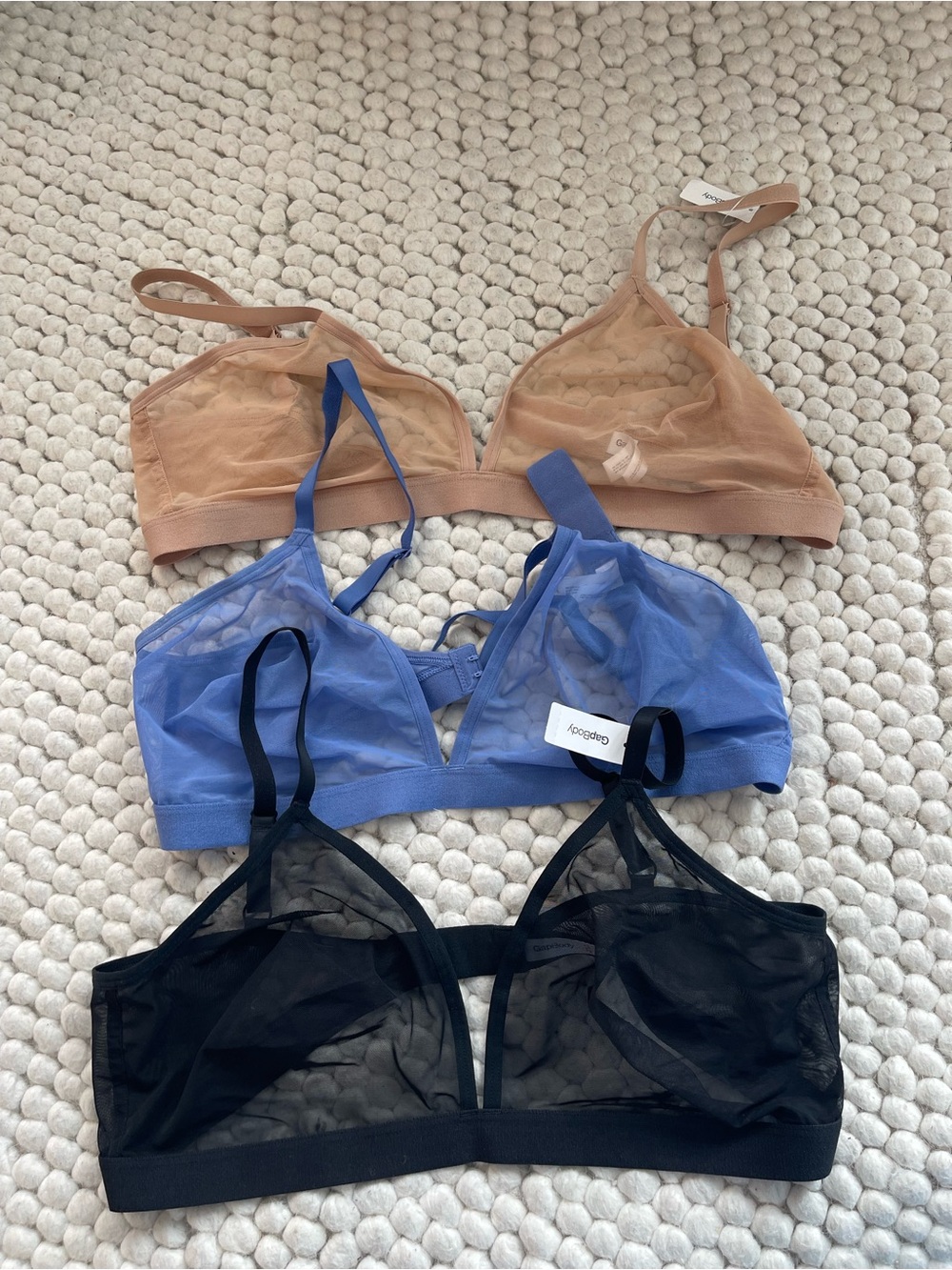 Gap Body Sheer Triangle Bras- Nude, Purple, Black